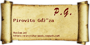 Pirovits Géza névjegykártya