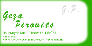 geza pirovits business card